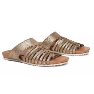 Trask | Sandra Sandal Size 7 Gold Woven Glitter